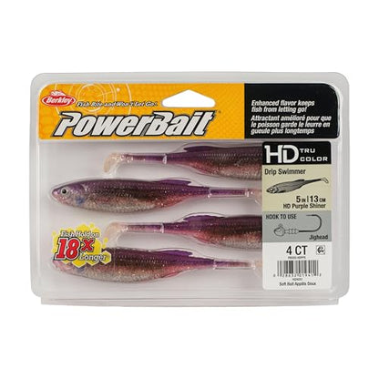 Berkley PowerBait Drip Swimmer Fishing Soft Bait - color: HD Purple Shiner, size: 5"