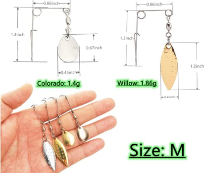 Fishing Spinner Blades for Crappie Spinnerbait - Crappie Fishing Spinner Spin for Jig Lure - style: Silver Willow