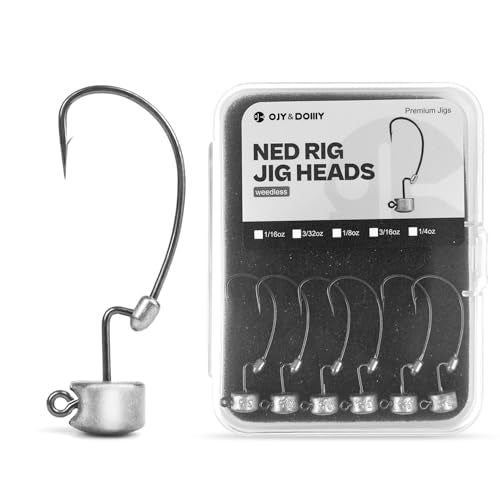 20Pack Weedless Ned Rig Jig Heads with Molded Bait Keeper System – Mushroom Head for Weedless Finesse Bass Fishing 1/16 1/8 3/16 1/4oz - color: Natural, size: 1/4oz - 1/0 - 20Pack
