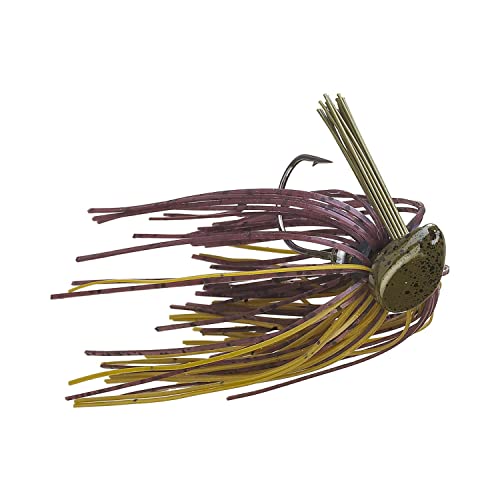 Buckeye Lures 3/8 Oz Flat Top Finesse Jig with Premium Skirting & Rubber Skirt Collar | Durable Versatile Fishing Bait - color: Green Pumpkin