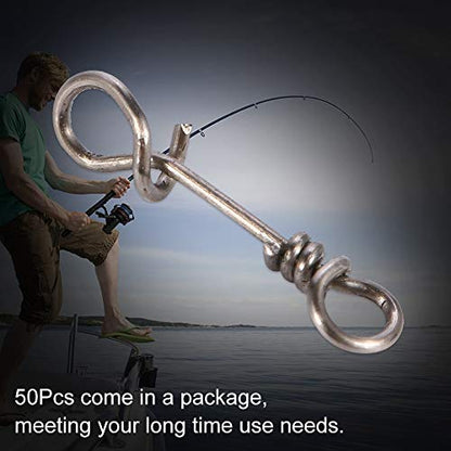 Zetiling Fastach Clips,Fishing Clip Fast Snaps Stainless Steel Fishing Swivel Snap Fishing Rolling Barrel Swivel Snap Swirl Connector Fishing Lures Leaders Accessories 50Pcs - color: 3#