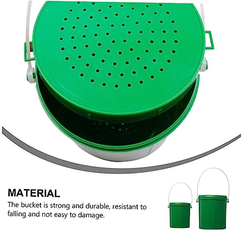 Fishing Bait Bucket 2pcs Worm Bucket Plastic Storage Box para Guardar Plastic Container Container with Lid Bucket Green Fishing Tool Live Lures Bucket