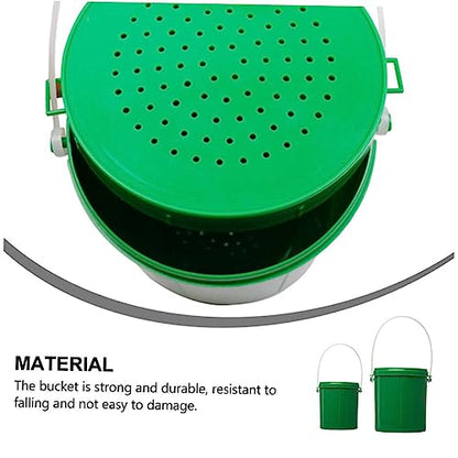 Fishing Bait Bucket 2pcs Worm Bucket Plastic Storage Box para Guardar Plastic Container Container with Lid Bucket Green Fishing Tool Live Lures Bucket