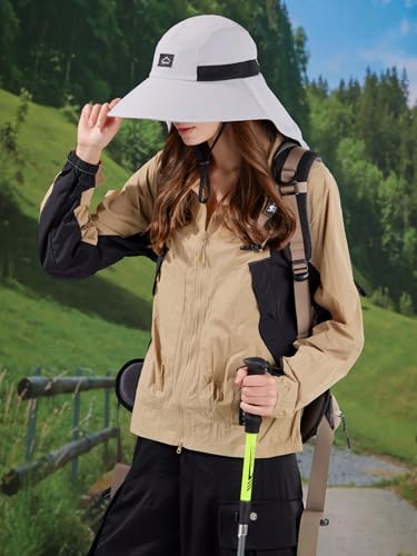 HUAMULAN Men Summer Sun Hat Women Safari Wide Brim Fishing Hats UV Protection Neck Flap Bucket Gardening Hiking Hunting Cap - color: Lightgray With Black Mesh
