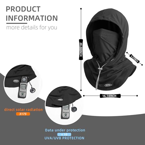 Summer Balaclava Face Mask with Breathable Holes Sun Face Shield UV Protection Full Head Mask for Men Women Fishing Cycling - color: Black-pro