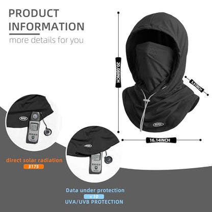 Summer Balaclava Face Mask with Breathable Holes Sun Face Shield UV Protection Full Head Mask for Men Women Fishing Cycling - color: Black-pro