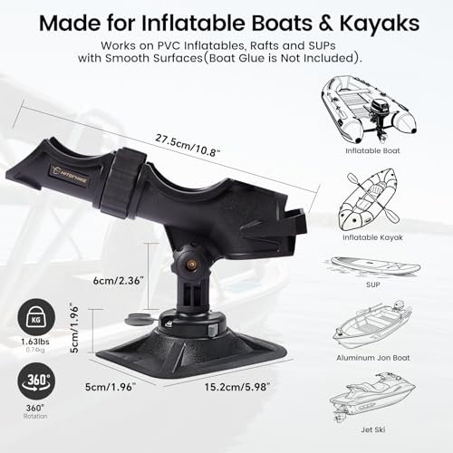 HITORHIKE Fishing Rod Holder Universal Fit Kit Allows for 360-degree Adjustment Kayak Fishing Boat Powerlock Rod Holder - style: Fishing Rod Holder X2+rib Mount X2