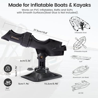 HITORHIKE Fishing Rod Holder Universal Fit Kit Allows for 360-degree Adjustment Kayak Fishing Boat Powerlock Rod Holder - style: Fishing Rod Holder X2+rib Mount X2