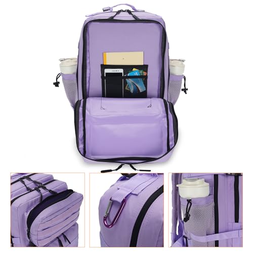 Lovelinks21 25L Tactical Backpack for Men and Women Military Backpack Small Assault Pack Molle Backpack Bug Out Bag Travel Rucksack Daypack (Light Purple) - color: Light Purple
