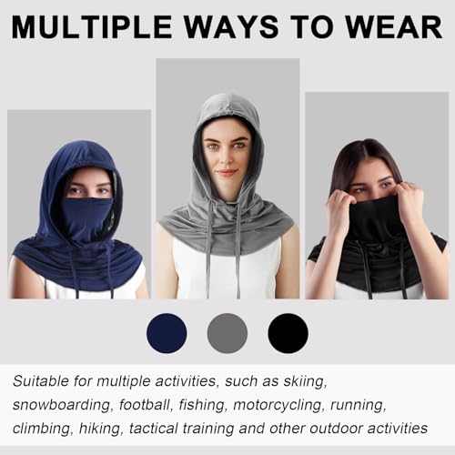 Cooling Balaclava Face Mask Breathable Full Head Mask Sun Protection Neck Cover UV Face Cover for Men Women - color: Dark Color