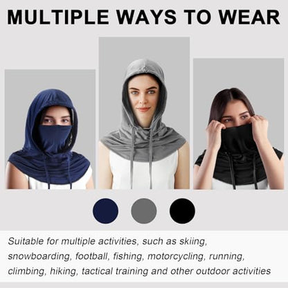 Cooling Balaclava Face Mask Breathable Full Head Mask Sun Protection Neck Cover UV Face Cover for Men Women - color: Dark Color
