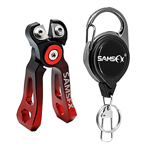 SAMSFX MINI Fishing Line Cutters with Retractors, Braid Scissors,Tungsten Line Cutter that Cut Braid, Mono and Fluoro Lines Clean & Smooth Fly Fishing Equipment - color: Gradient Red, Offset Cutting Face