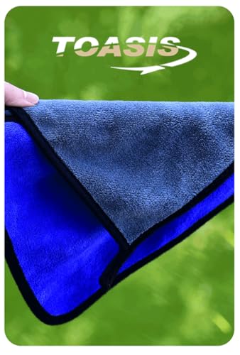 Toasis Soft Microfiber Towels with Carabiner Clip for Fishing Hiking Camping Pack of 3 (Blue) - color: Blue