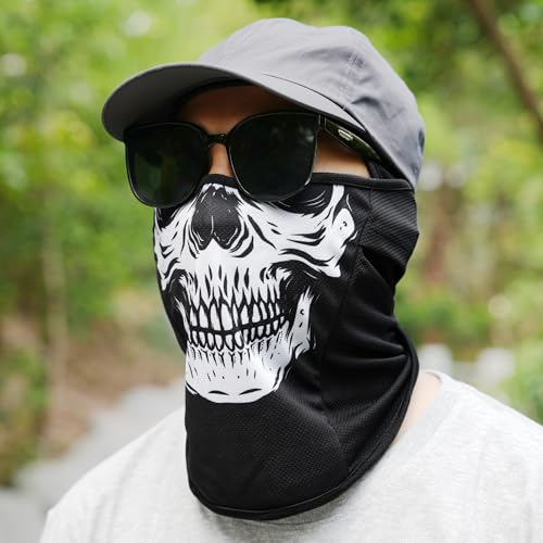 Balaclava Ski Mask, Sun UV Protection Breathable Full Head Face Mask for Men Women Skiing Cycling - color: Skull-01