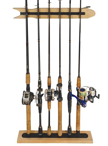 Old Cedar Outfitters Modular Wall Rack for Fishing Rod Storage, Holds up to 8 Fishing Rods - color: Hardwood