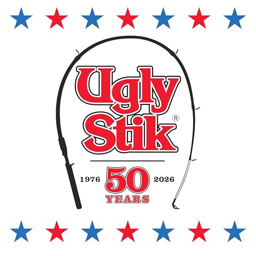Ugly Stik 50th Anniversary Spinning Reel and Fishing Combo, 6’6”, 2-Piece, Medium Power Rod, Strong and Sensitive, Ergonomic Reel Seat, Durable Guides