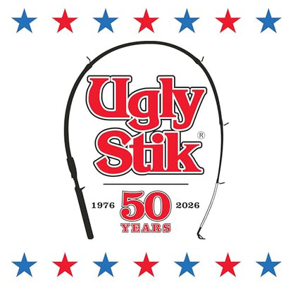 Ugly Stik 50th Anniversary Spinning Reel and Fishing Combo, 6’6”, 2-Piece, Medium Power Rod, Strong and Sensitive, Ergonomic Reel Seat, Durable Guides