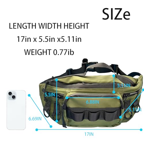 Fishing Fanny Pack for Men -Fishing Fanny Pack-Lightweight and Fishing Sling Pack - color: Green