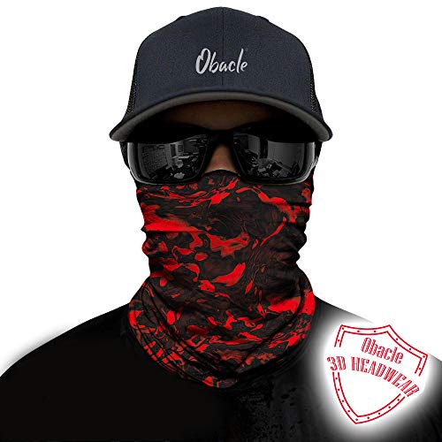 Obacle Seamless Face Mask Rave Bandana Men Women for Dust Sun Wind Protection - color: Pure Black Red