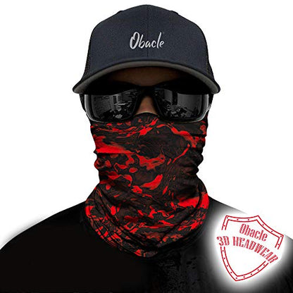 Obacle Seamless Face Mask Rave Bandana Men Women for Dust Sun Wind Protection - color: Pure Black Red