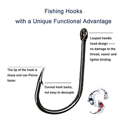 300PCS Small High-Carbon Steel Barbed Fishing Hooks,Hole,10 Sizes | Small High-Carbon Steel Barbed Fishing Hooks with Holes, 10 Specifications of Fishing Hooks, Portable Boxed Hooks