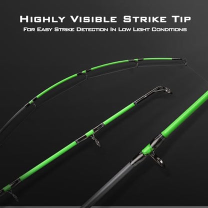 KastKing KONG Fishing Rod, Powerful, Lightweight S-Curve Graphite Rod Blanks, Nano Resin Technology, Stainless-Steel Double-Foot Guides w/Titanium Oxide Rings, Non-Slip Handles, Chartreuse Strike Tips - size: 8'0''-MH-Fast-2pcs, style: Spin