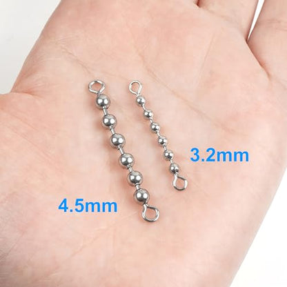 OROOTL Fishing Bead Chain Swivels, 20/40pcs Fishing Swivels Stainless Steel High Speed Trolling Swivels Catfish Swivel Fishing Balls Chain Swivels Fishing Tackle for Freshwater Saltwater - style: 3/16''(4.5mm)-40pcs