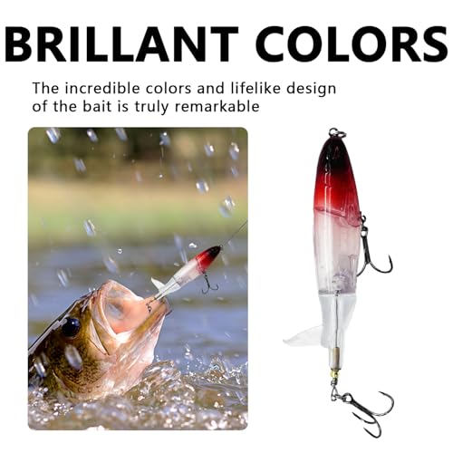 1-Pack Topwater Fishing Lures & Crankbaits Set - High-Action Popper Bass Lures with Rotating Tail, Saltwater/Freshwater Hard Baits for Trout, Pike, Catfish | Vibrating Lure Kit with Storage Box - color: red