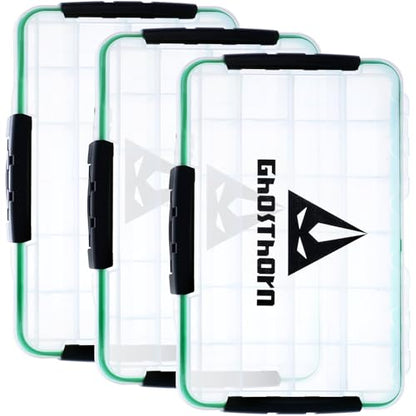 Ghosthorn Fishing Tackle Box, Waterproof 3600 and 3700 Tackle Trays, Plastic Tackle Box Organizer with Removable Dividers Storage Lure Box for Lures 3 Packs (3700 * 3) - size: 3700*3