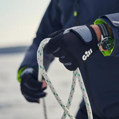 Gill Deckhand Sailing Gloves Short Finger with 3/4 Length Fingers - 50+ UV Sun Protection & Water Repellent - color: Black, size: Large