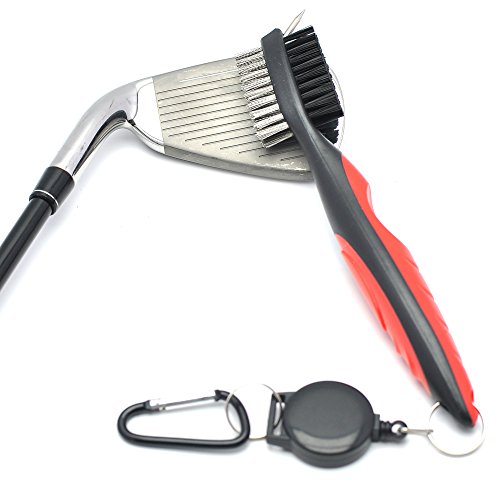 Mile High Life Microfiber Waffle Pattern Golf Towel | Club Groove Cleaner Brush | Foldable Divot Tool with Magnetic Ball Marker (Red Towel/Brush/Curve Divot) - color: Red Towel/Brush/Curve Divot