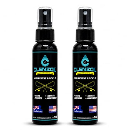 CLENZOIL Marine & Tackle - Fishing Gear Oil Lubricant - for Fish Care Reels, Boat Motors, Downriggers & More - Easily Oils Applicator - size: 2 x 2 oz Pump Sprayer