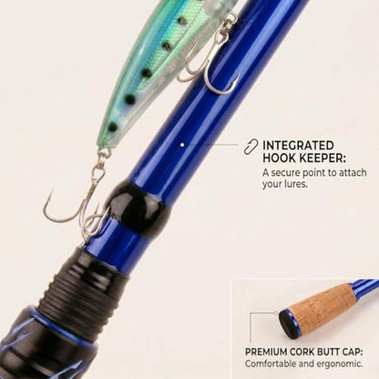 Telescopic Fishing Rod and Reel Combo | 30T Carbon Fiber Spinning Rod with 12+1BB Reel | Portable Lightweight Pole | Bass Trout Panfish | Freshwater Saltwater - color: Fishing Rod and Reel