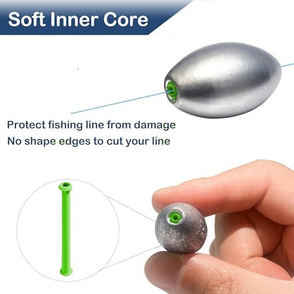 Egg Weights Egg Fishing Sinkers Lead Weights Catfish Weights Slide Sinkers for Fishing Line Assortment - style: 48pcs