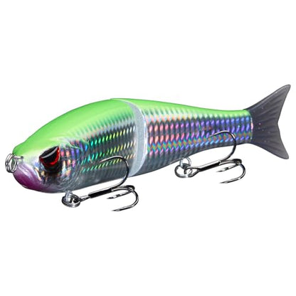 Bassdash SwimShad Glide Baits Jointed Swimbait Bass Pike Salmon Trout Muskie Fishing Lure,3-Pack - color: Green/Silver +Pink/Silver +Black/Silver, size: 7in/2.2oz