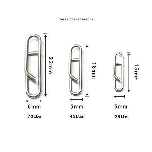 100pcs/pack Stainless Steel Power Clips Lure Clips Snaps Quick Change Fishing Lure Connector Kayak Drifting Fishing Fast Snaps Speed Clips - color: L_23mm_70lbs