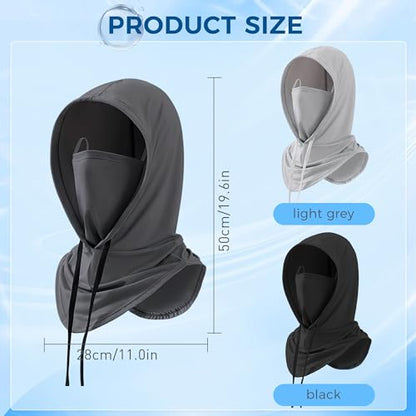 Balaclava Face Mask, UV Sun Protection Summer Cooling Breathable Hood Full Head Cover for Men Women Fishing Cycling Hiking - color: All-in-one: Lightgray