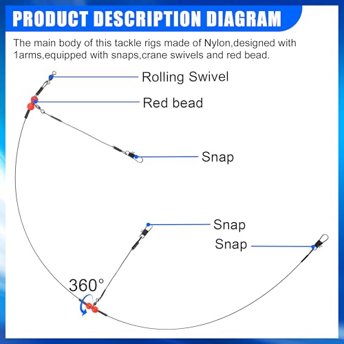 Fishing Leaders Saltwater Tackle Rig Surf Fishing Rigs with Swivel Snaps High Strength Wire Leader Bottom Rigs Fishing Gear Equipment for Lures Bait Hooks - color: Black Stainless Steel, style: 2 Arms-12pcs