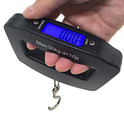 AFUNTA 50Kg 10g Luggage Weight Scale, LCD Luggage Scale Travel Digital, Fish Scale, Home Electronic Portable Hanging Weight Hook Travel Luggage Scale