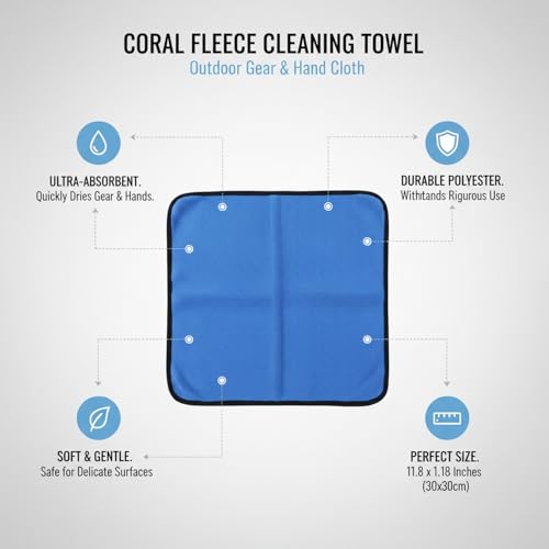 Polyester Cleaning Cloth, Absorbent Towel for Fishing Gear and Hands, 11.8 x 11.8 Inches - color: Blue