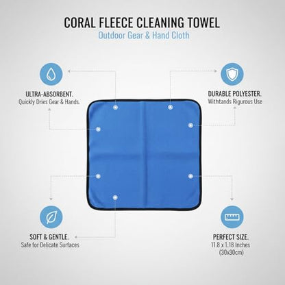 Polyester Cleaning Cloth, Absorbent Towel for Fishing Gear and Hands, 11.8 x 11.8 Inches - color: Blue