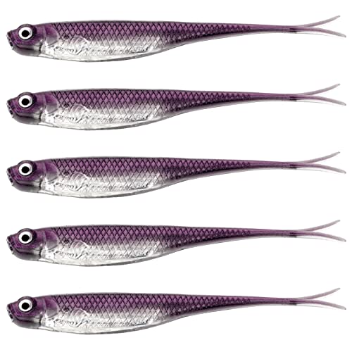 QualyQualy Soft Swimbait Fishing Lures 5PCS 6PCS Jerk Shad Minnow Drop Shot Lure Bass Bait Shad Lure Soft Jerkbait for Bass Trout Pike Walleye Crappie 2.95'' 3.93'' 4.72'' - color: A-3#, size: 4.72" - 5Pcs