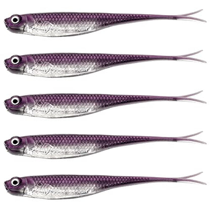 QualyQualy Soft Swimbait Fishing Lures 5PCS 6PCS Jerk Shad Minnow Drop Shot Lure Bass Bait Shad Lure Soft Jerkbait for Bass Trout Pike Walleye Crappie 2.95'' 3.93'' 4.72'' - color: A-3#, size: 4.72" - 5Pcs