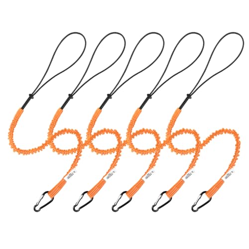 CYSKY 5 Pack Retractable Tool Lanyard with Aluminum Nut Lock Carabiner, Tool Tether Lanyards for Hand Power Tools, Maximum Weight Limit 13.6KG / 30lb (Orange) - color: 【Screw Lock Carabiner】5 Pcs Orange