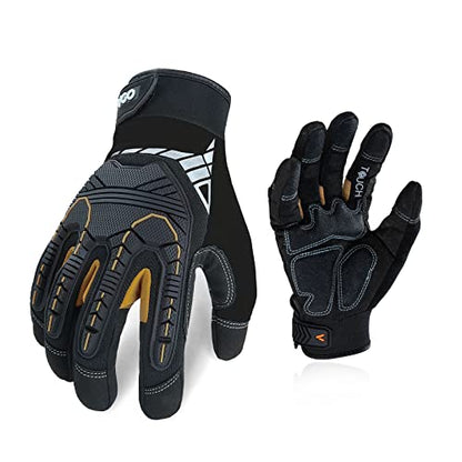 Vgo... 1-Pair Heavy Duty Synthetic Leather Work Gloves, Impact Protection Mechanic Gloves, Rigger Gloves, Vibration Reduction, Touchscreen Capable (Size L, Black, SL8849) - color: Black-regular, size: Large (1 Pair)
