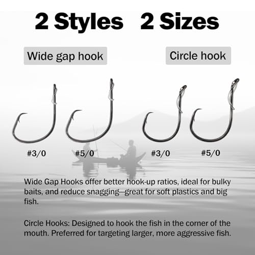 Eupheng Fluke Flounder Hi-Lo Rig, 3/0 5/0 5PCS Saltwater Fishing Bait Rigs with Mylar Teaser for Surf Ocean Fishing Sea Bass Halibut Rockfish Cod - size: Circle Hook-#3/0-5PCS