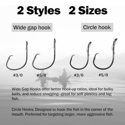 Eupheng Fluke Flounder Hi-Lo Rig, 3/0 5/0 5PCS Saltwater Fishing Bait Rigs with Mylar Teaser for Surf Ocean Fishing Sea Bass Halibut Rockfish Cod - size: Circle Hook-#5/0-5PCS