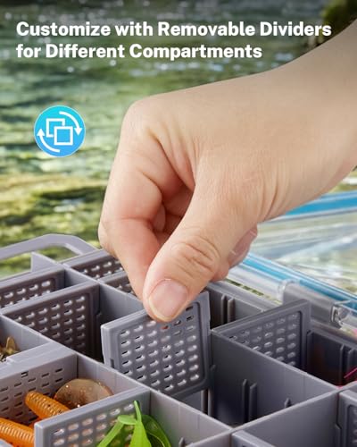 Gonex Fishing Tackle Boxes, 2-Pack Waterproof 3700 Tackle Trays with Adjustable Dividers, Portable Clear Plastic Tackle Organizers with DIY Dividers for Lures, Hooks, Bass Gear, Gray - size: 2pcs 3700 (14.2x9.1x2inch)