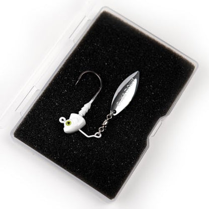 6-Pack Underspin Jig Heads with 100% Brass Blade (Never Rust) - 3/16oz, 1/4oz, 3/8oz, 1/2oz - Bass & Saltwater Fishing - color: White, size: 3/8oz