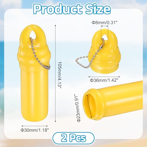 uxcell Floating Keychain, Float Key Ring Holder with Waterproof Container, Float Key Pendant for Fishing - color: Yellow